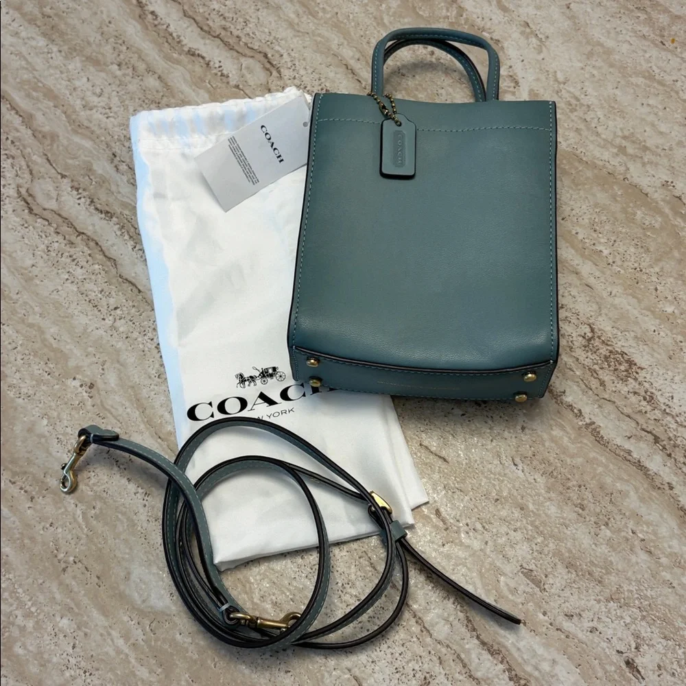 Coach Glove Tanned Mini Cashin Tote/Crossbody Bag in Beautiful Sage Leather - Picture 2 of 11